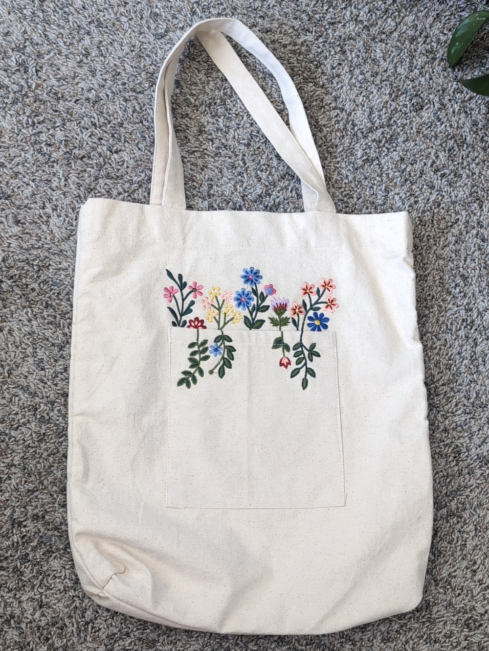 Floral Embroidered Canvas Bag